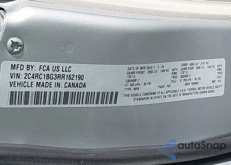 2024 Chrysler Pacifica Touring L from USA, damaged, VIN 2C4RC1BG3RR162190